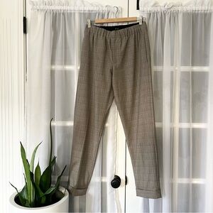 Club Monaco Plaid Elastic Waist Cuffed Hem Pants Size Small